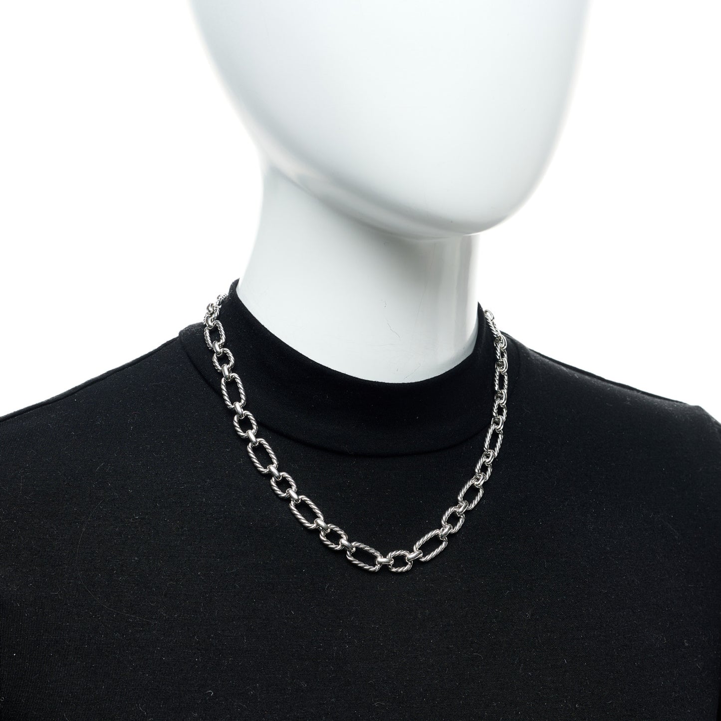 Sterling Silver Blue Sapphire 9.5mm Cushion Link Chain Necklace