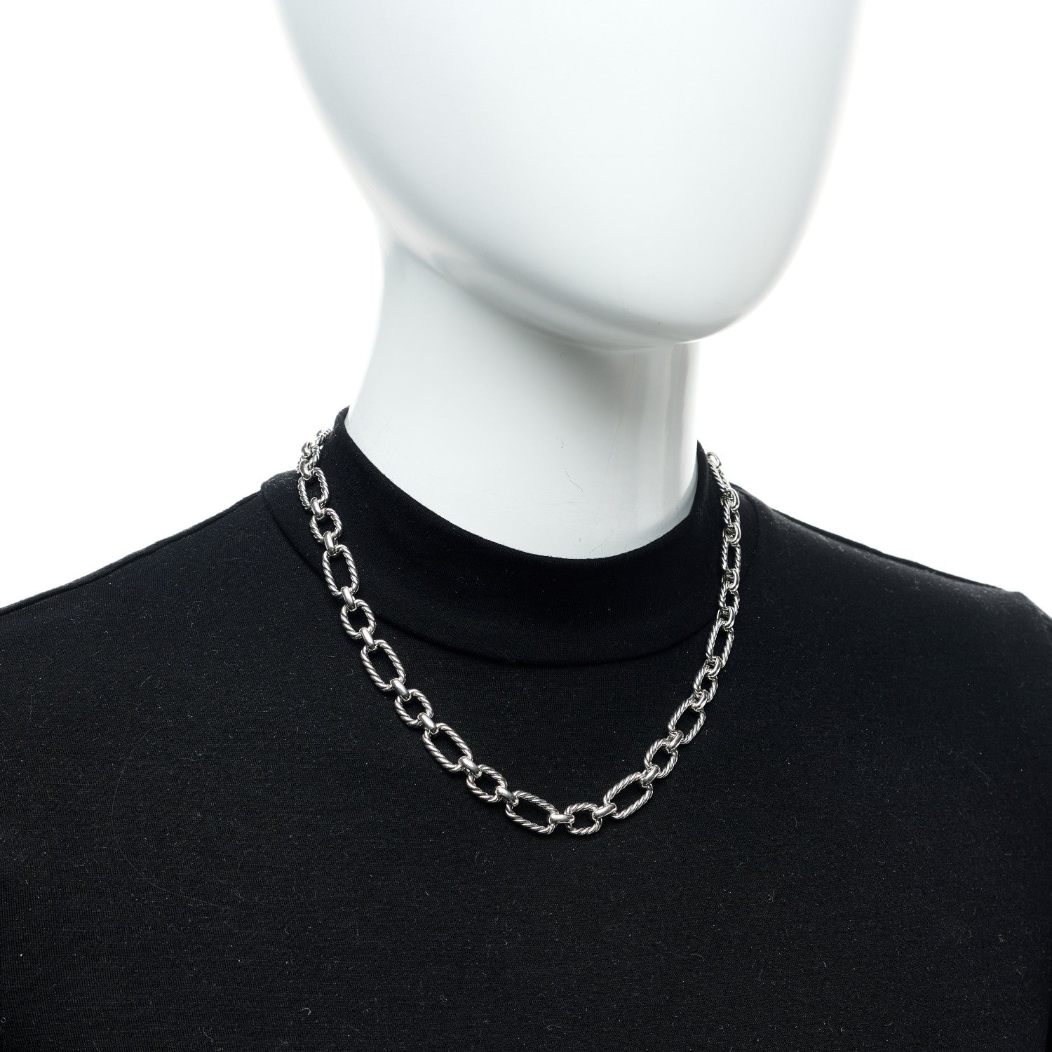 David Yurman Sterling Silver Blue Sapphire 9.5mm Cushion Link Chain Necklace 2 of 5