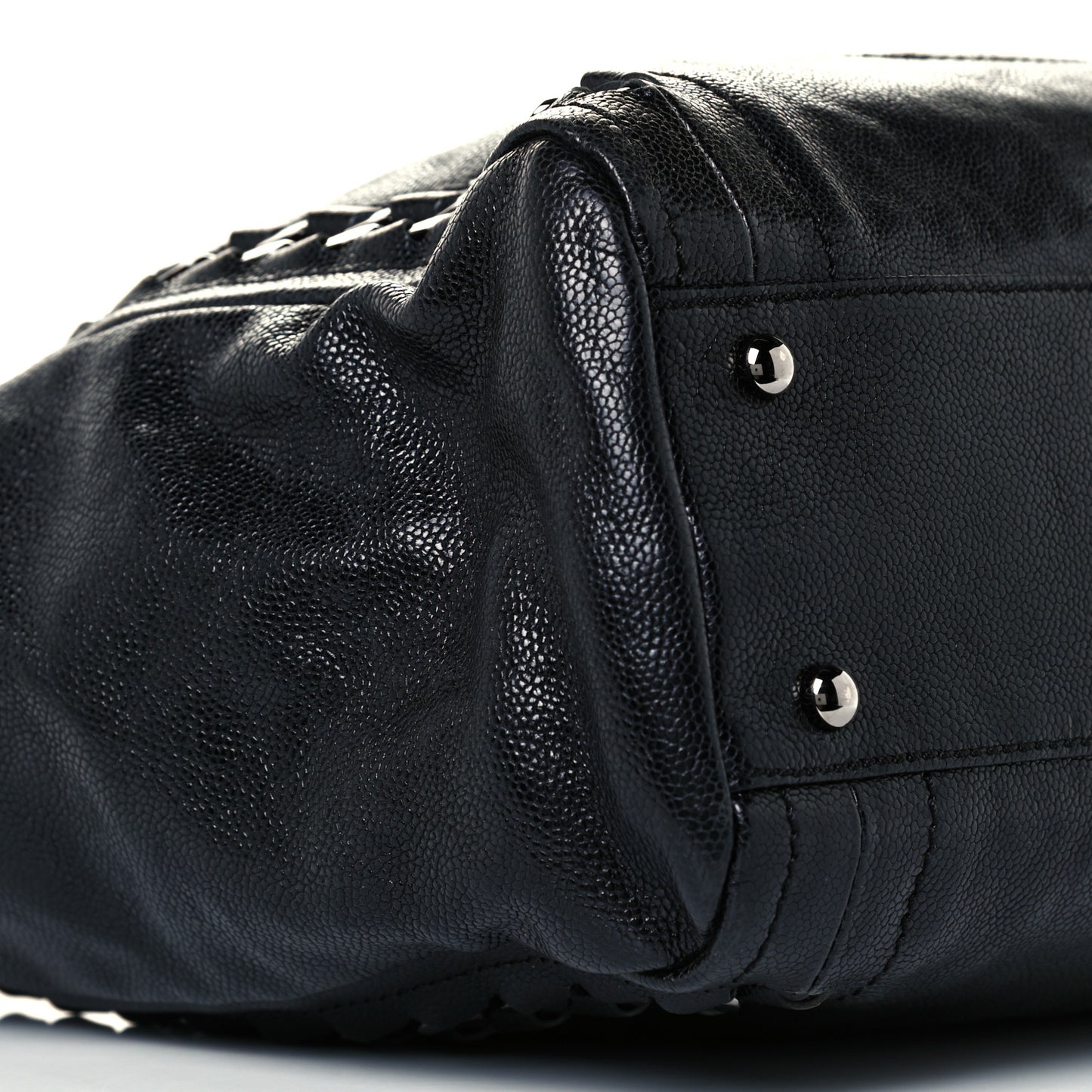 Glazed Calfskin Modern Chain Tote Black