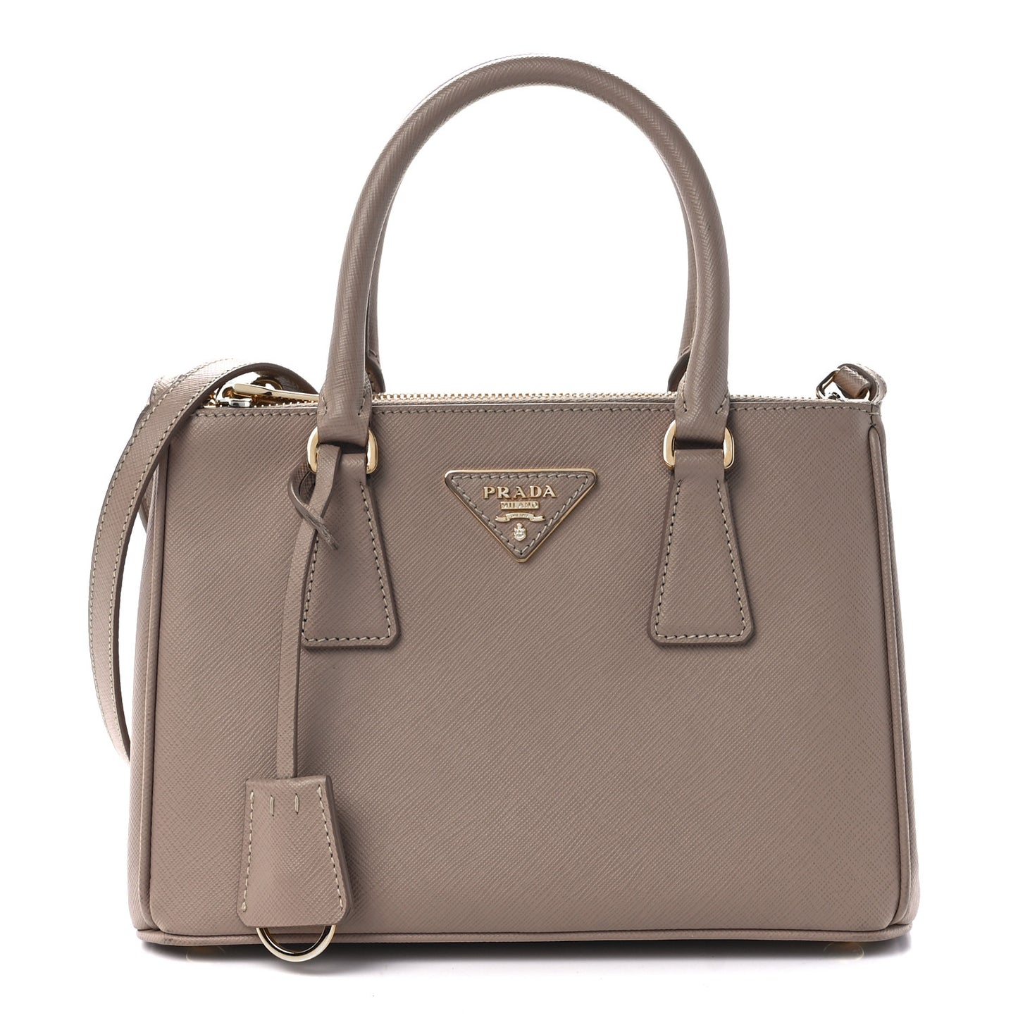 Saffiano Small Galleria Double Zip Tote Argilla
