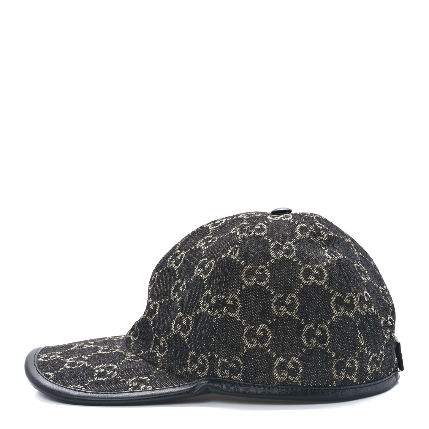 Denim Calfskin GG Monogram Oscar Baseball Hat L Black Ivory