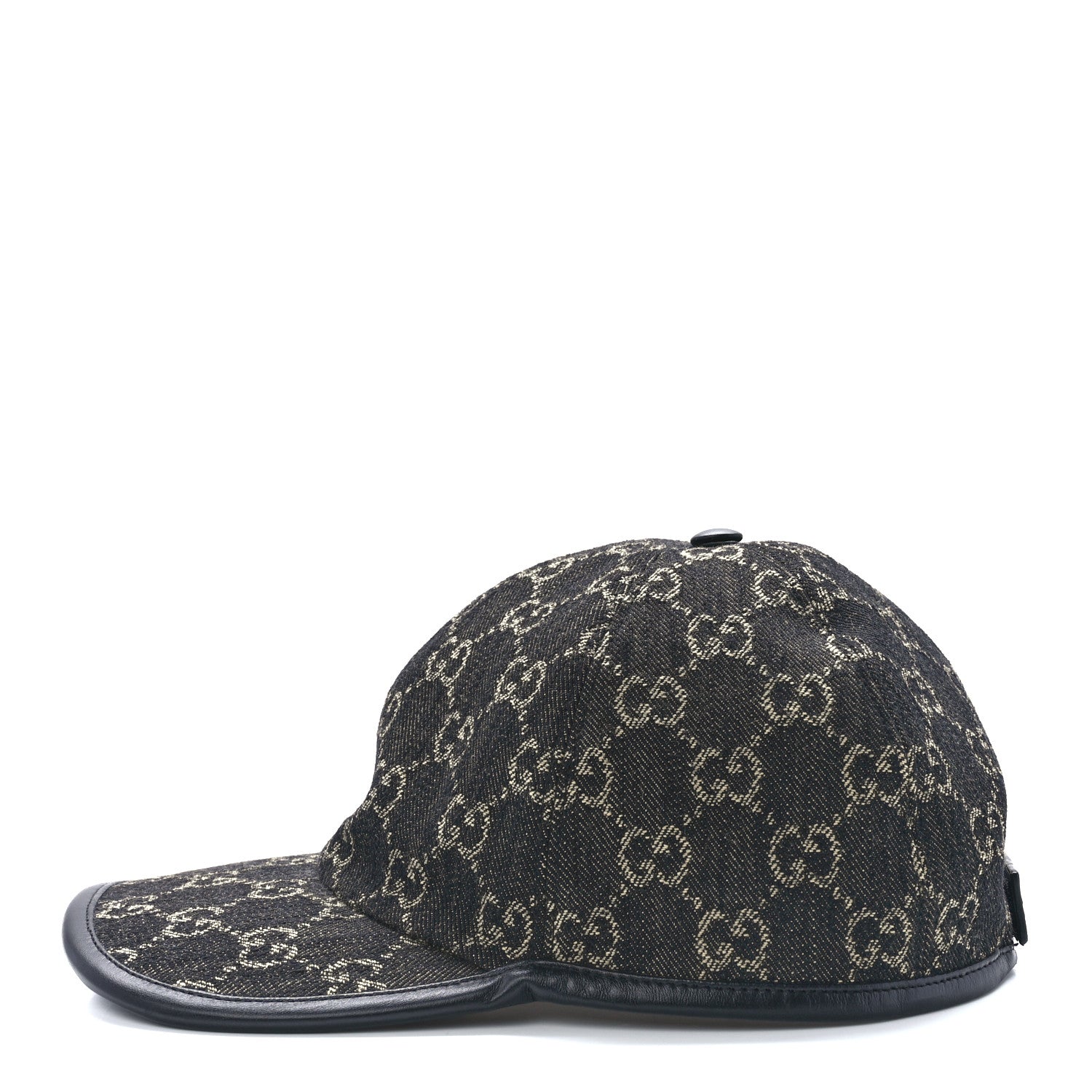 Gucci Denim Calfskin GG Monogram Oscar Baseball Hat L Black Ivory 3 of 9