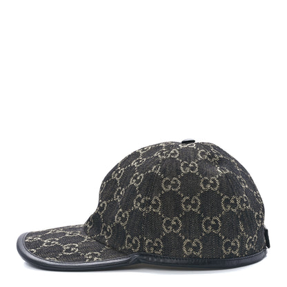 Gucci Denim Calfskin GG Monogram Oscar Baseball Hat L Black Ivory 3 of 9