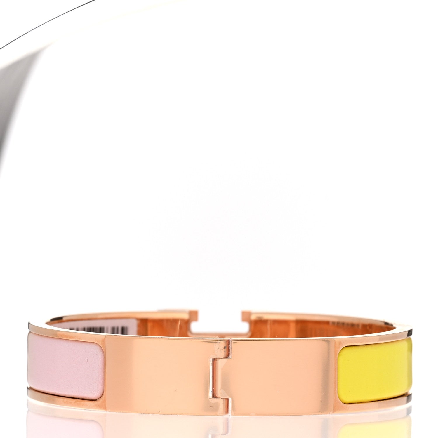 Hermes Enamel Narrow Clic Clac H Fusion Bracelet PM Rose Candeur Jaune Tennis 3 of 5