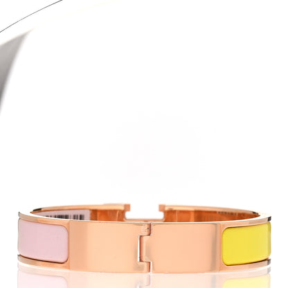Hermes Enamel Narrow Clic Clac H Fusion Bracelet PM Rose Candeur Jaune Tennis 3 of 5