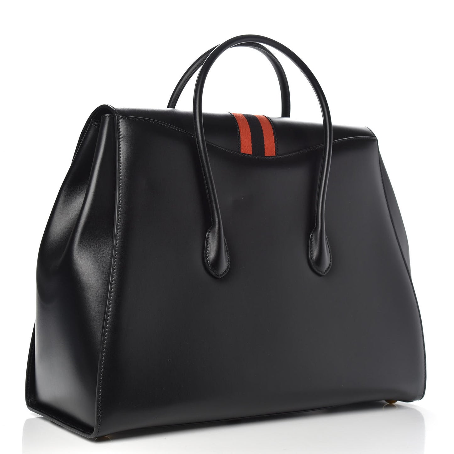 Plutone Calfskin Web Large Turn Lock Top Handle Duffle Bag Black