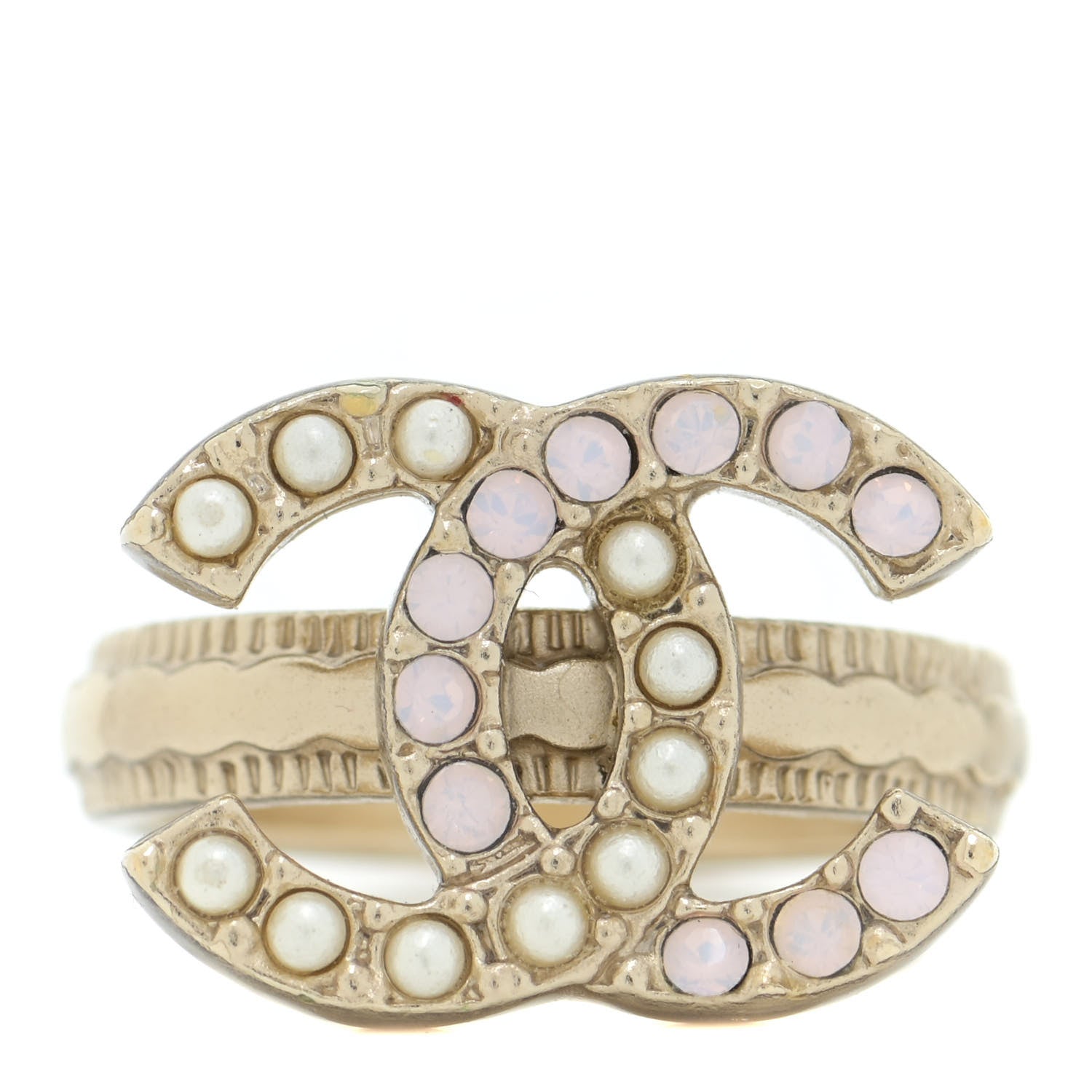 Chanel Pearl CC Ring 5.5 Gold Rose Dore 1 of 5