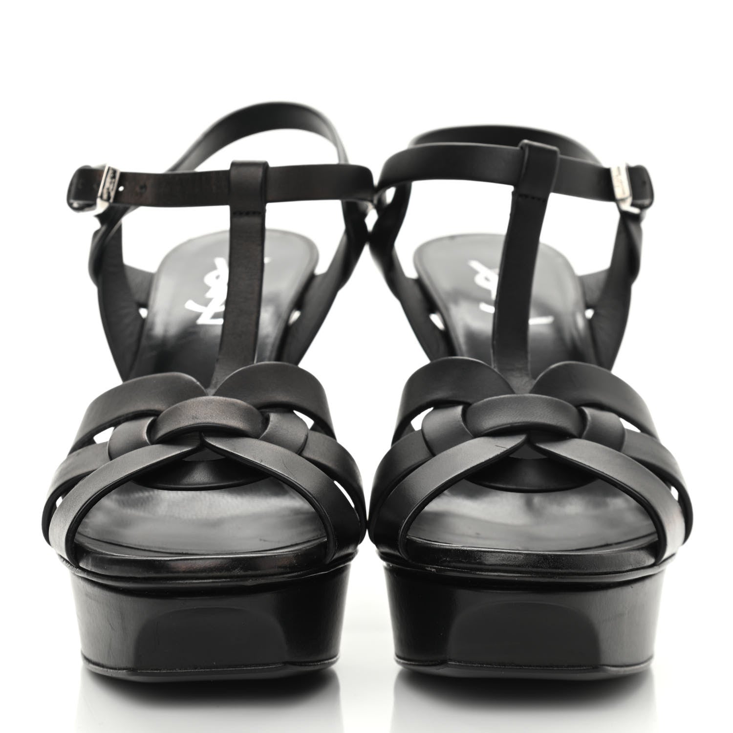 Saint Laurent Calfskin Tribute 75 Platform Sandals 37.5 Black 2 of 9