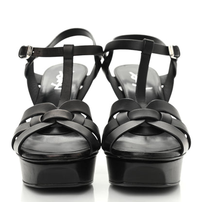 Saint Laurent Calfskin Tribute 75 Platform Sandals 37.5 Black 2 of 9