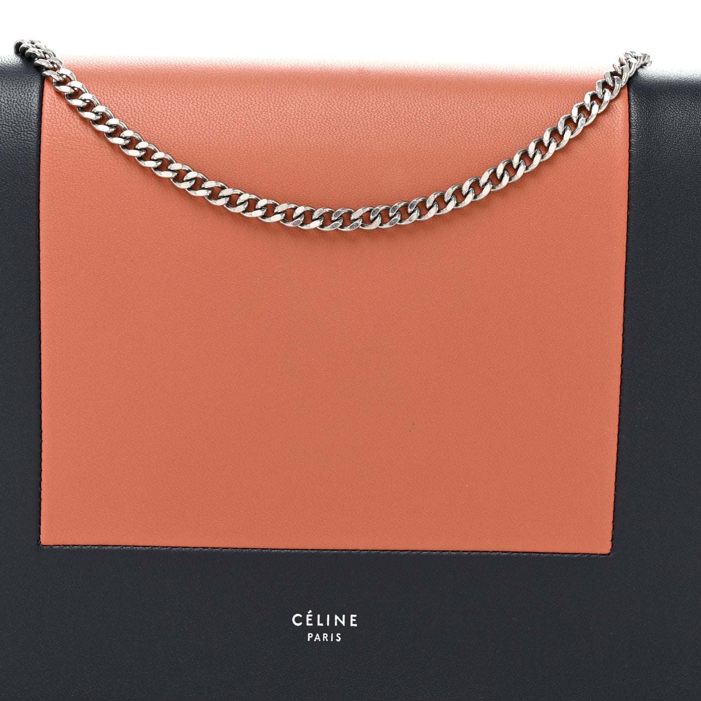 Smooth Lambskin Frame Evening Chain Clutch Terracotta Navy
