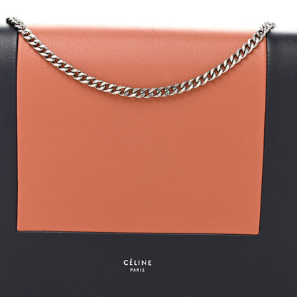 Celine Smooth Lambskin Frame Evening Chain Clutch Terracotta Navy 7 of 9