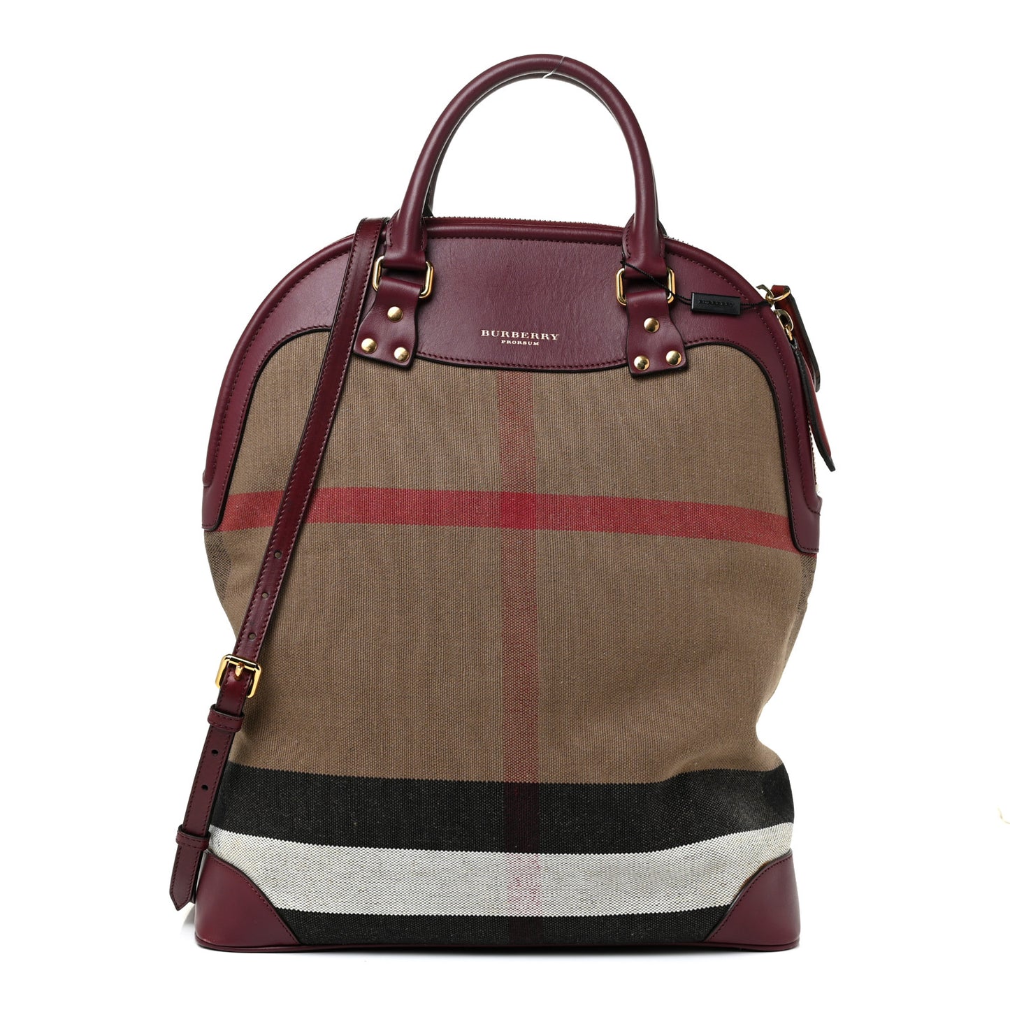 Canvas Mega Check Calfskin Medium Bloomsbury Saddle Burgundy