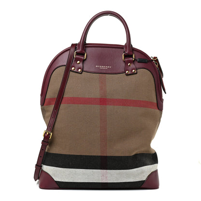 Burberry Canvas Mega Check Calfskin Medium Bloomsbury Saddle Burgundy 1 of 19