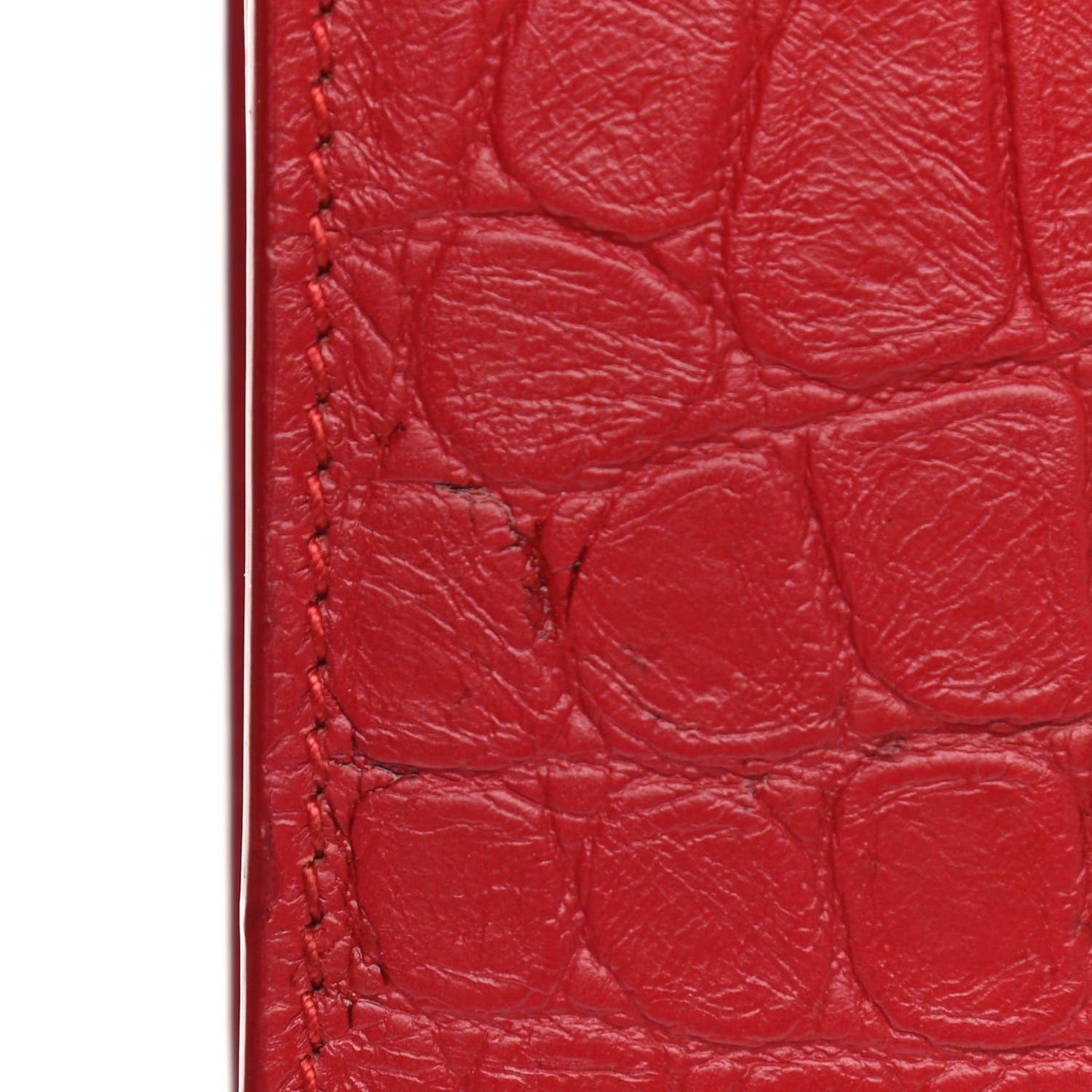 Calfskin Crocodile Embossed Medium Classic Monogram Kate Tassel Satchel Red