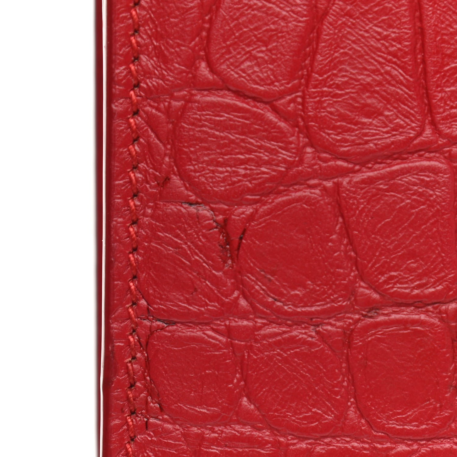 Saint Laurent Calfskin Crocodile Embossed Medium Classic Monogram Kate Tassel Satchel Red 11 of 14