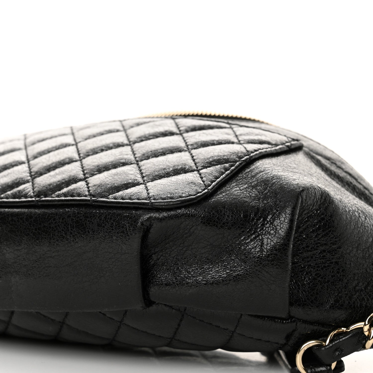 Chanel Crumpled Glazed Lambskin Quilted Waist Bag Fanny Pack Black 9 of 10
