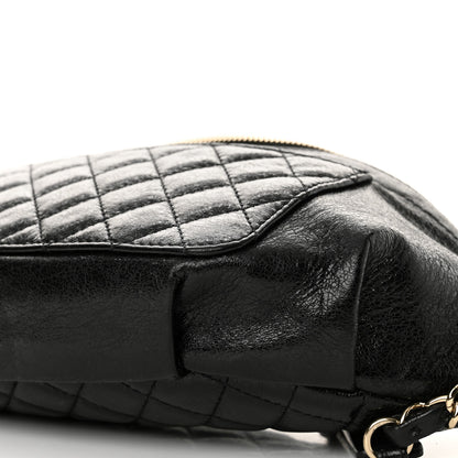 Chanel Crumpled Glazed Lambskin Quilted Waist Bag Fanny Pack Black 9 of 10