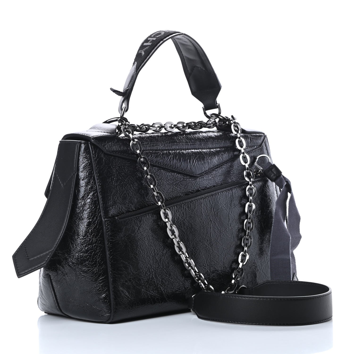 Givenchy Creased Patent Calfskin Medium ID Flap Black 3 of 10