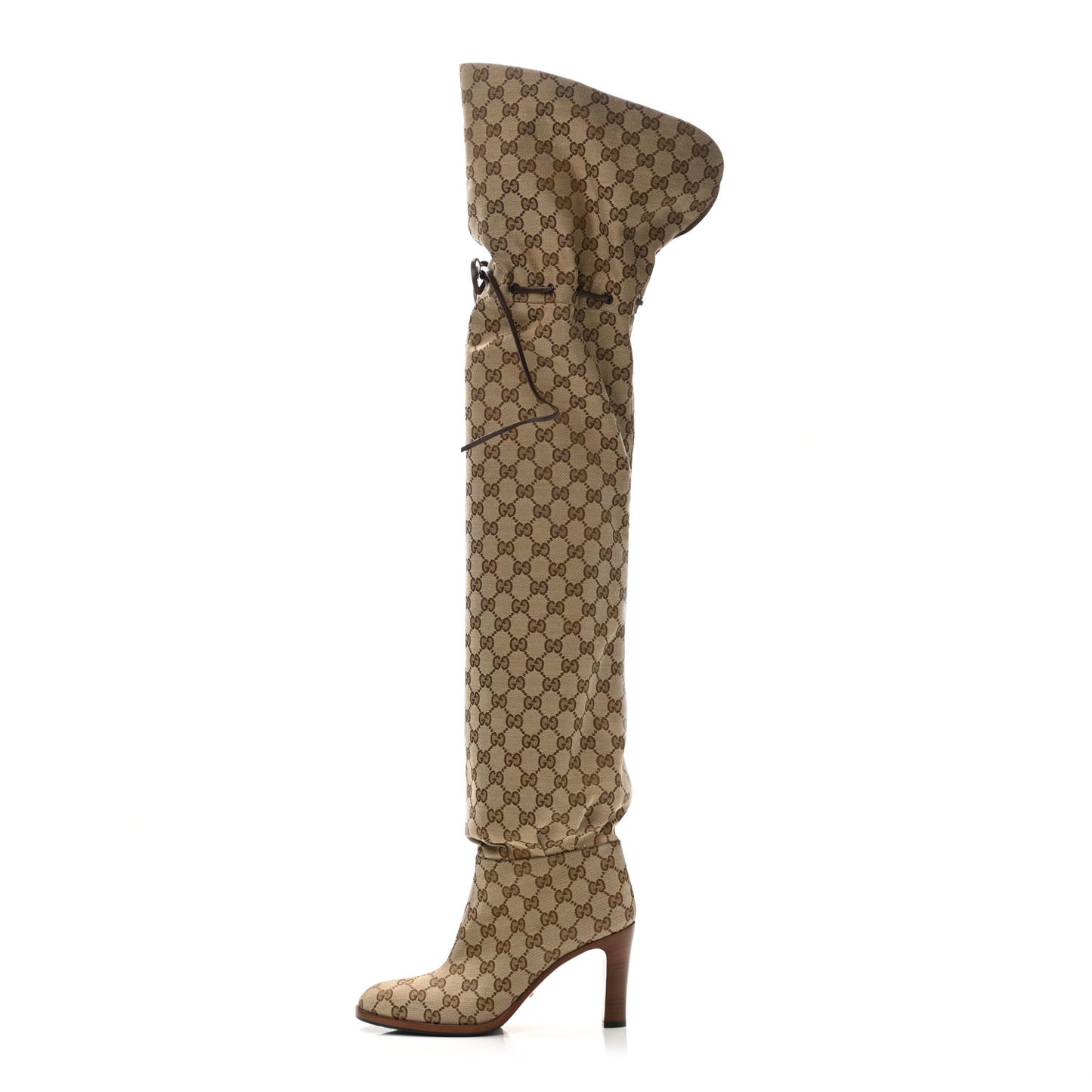 Monogram Over the Knee Boots 38.5 Beige Ebony
