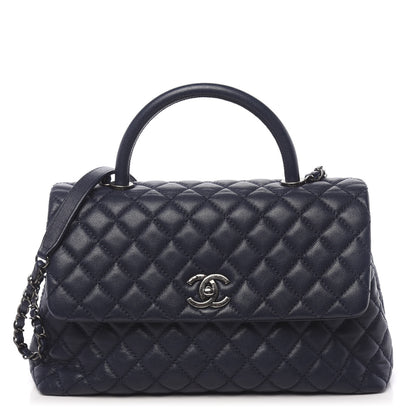 Chanel Caviar Quilted Medium Coco Handle Flap Navy Blue 1 of 11
