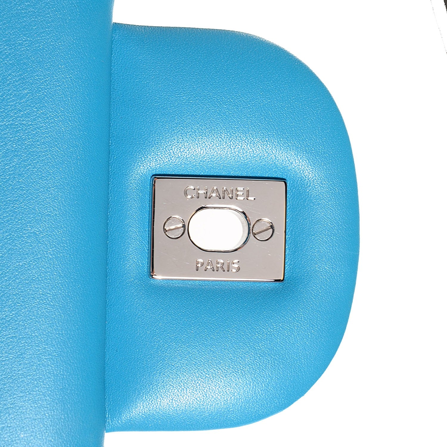 Chanel Patent Quilted Jumbo Double Flap Turquoise Blue 9 of 9