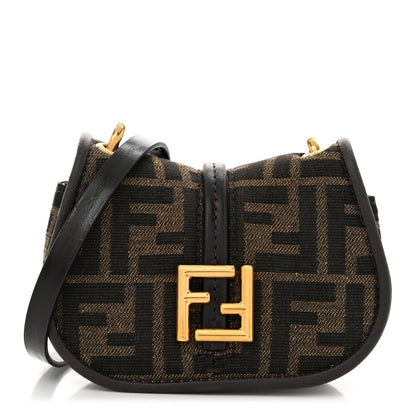 Fendi Fabric Jacquard FF 1974 Mini Fendi C'mon  Tobacco Moro Ebano 1 of 11