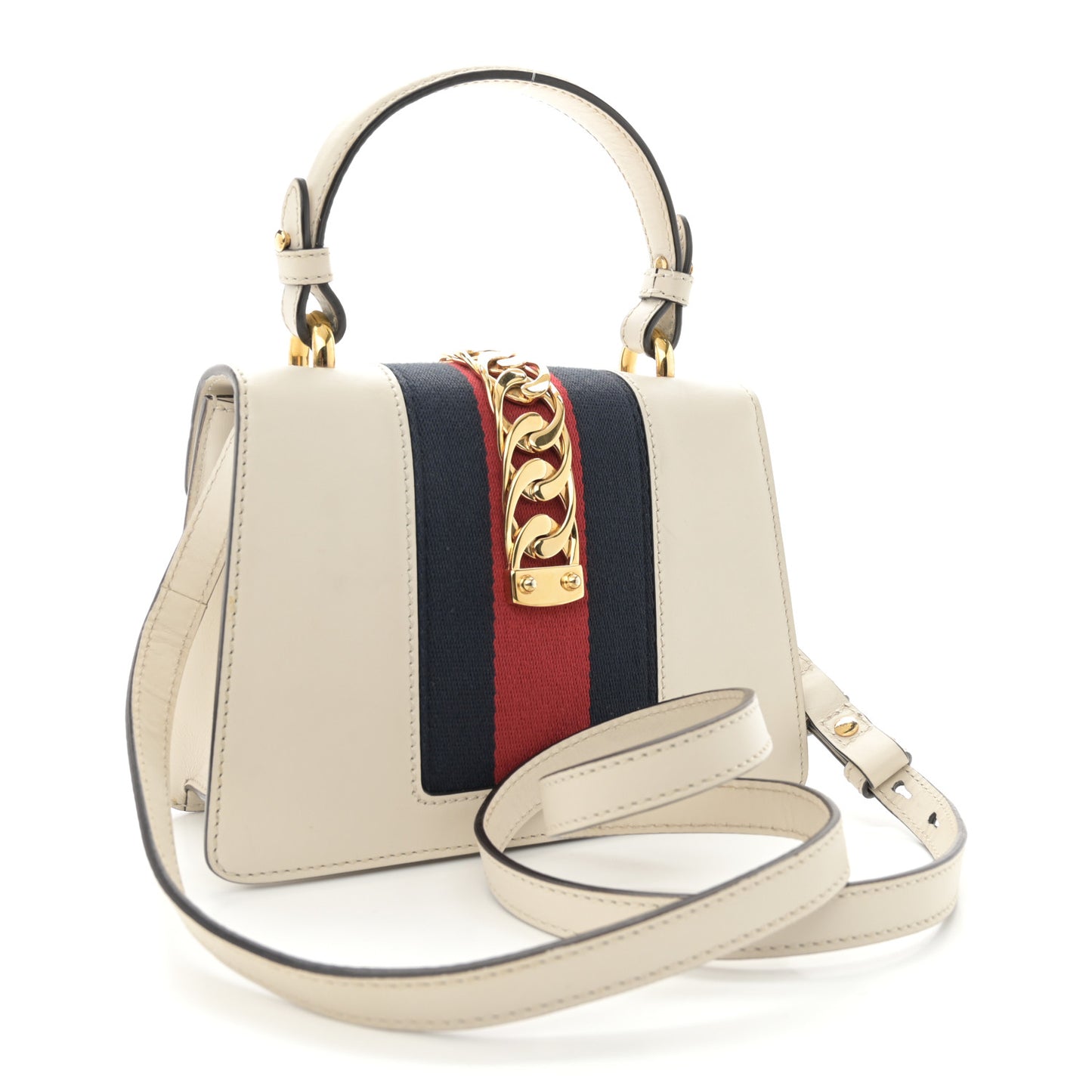Calfskin Mini Sylvie Top Handle Bag White