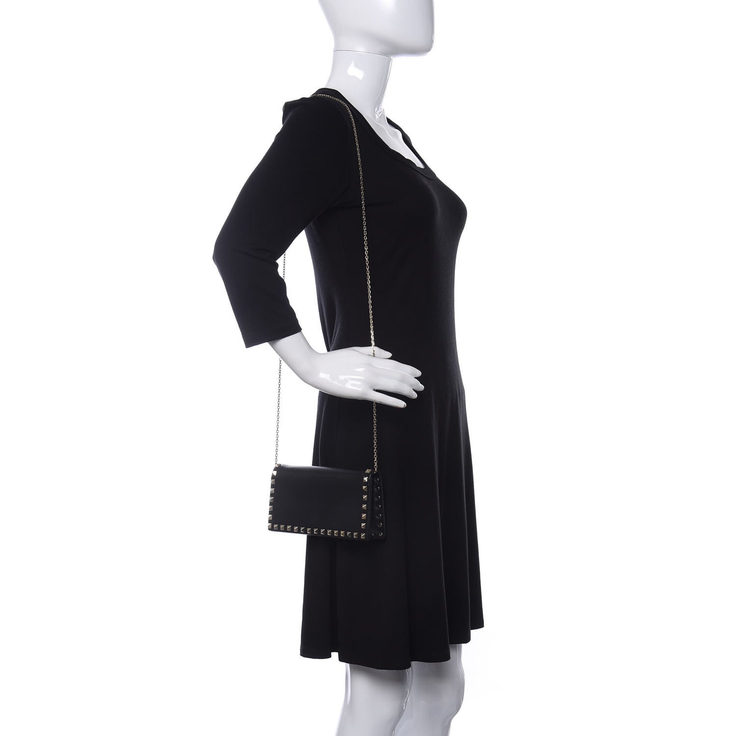 Vitello Chain Crossbody Bag Black
