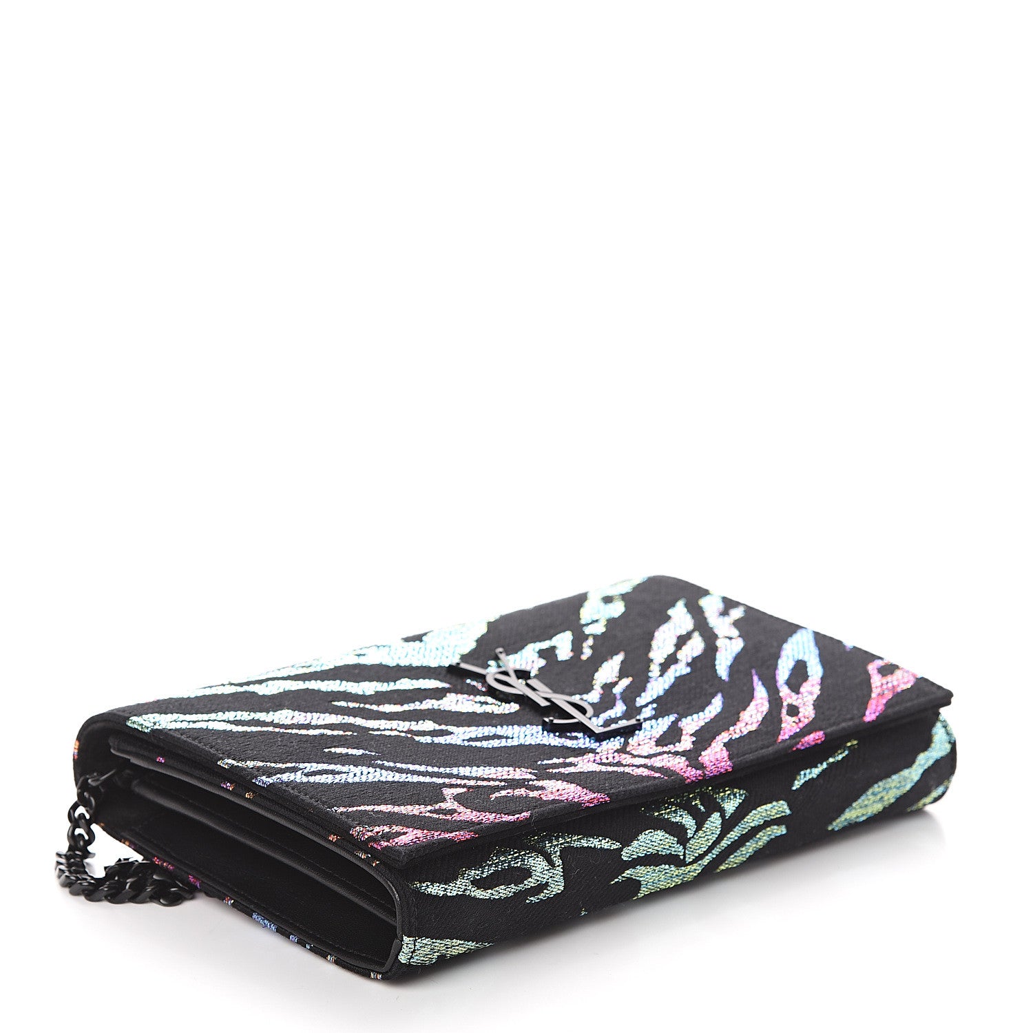 Saint Laurent Tiger Burnout Monogram Chain Wallet Multicolor 3 of 9