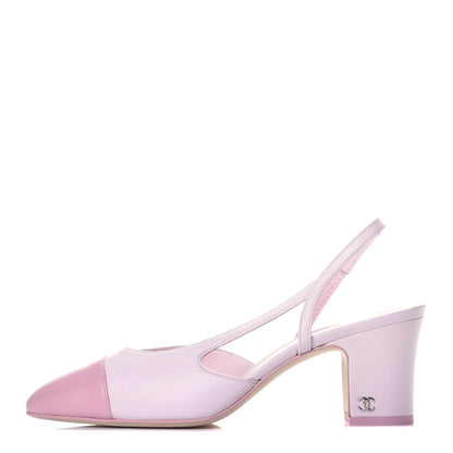 Chanel Lambskin Cap Toe CC Slingback Sandals 38 Pink 1 of 9