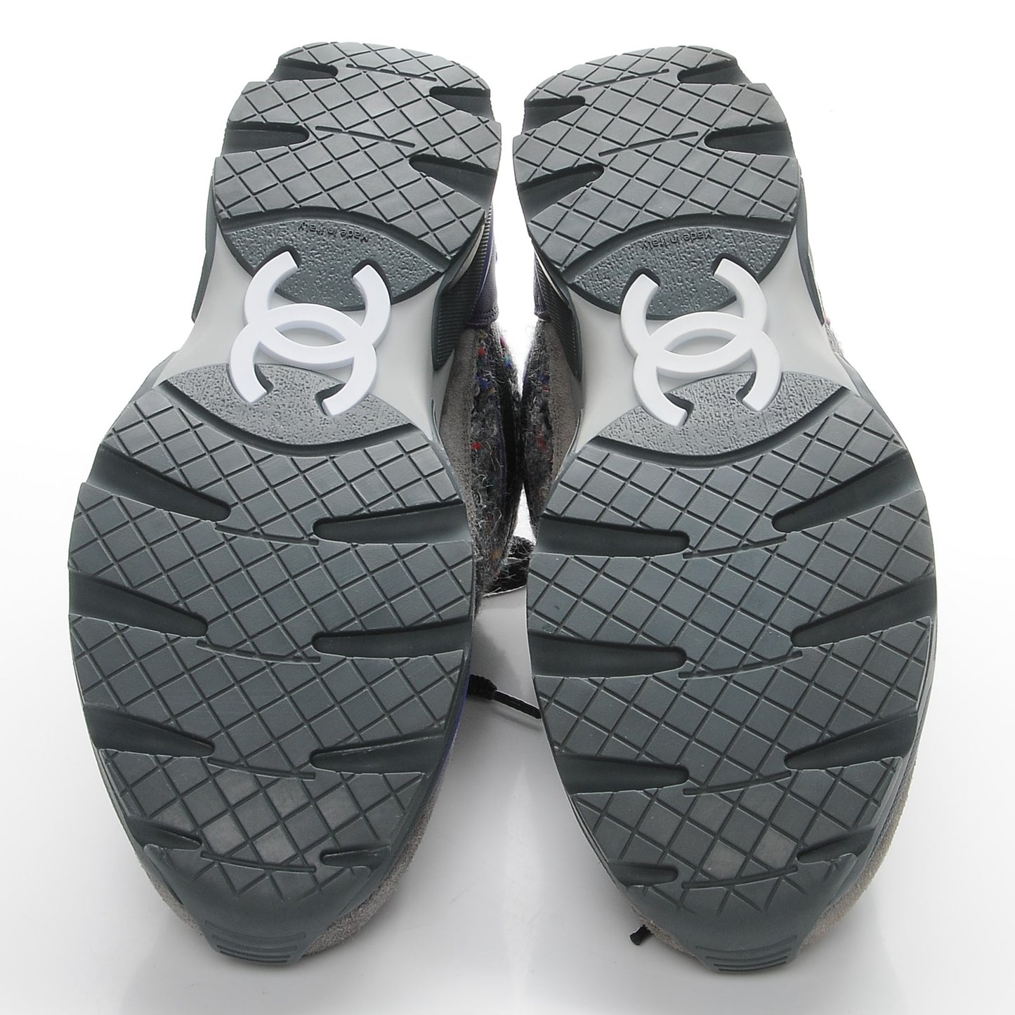 Suede Tweed Goatskin CC Sneakers 36 Grey Purple