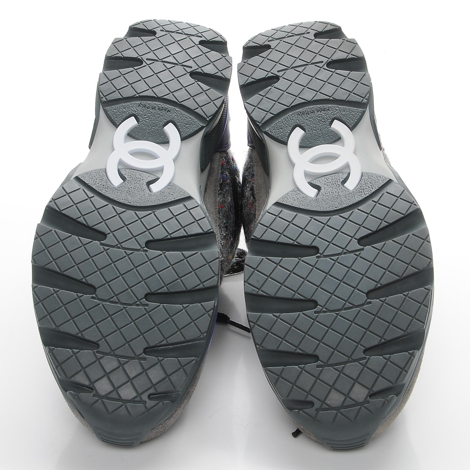 Chanel Suede Tweed Goatskin CC Sneakers 36 Grey Purple 5 of 9
