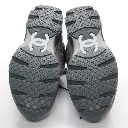 Chanel Suede Tweed Goatskin CC Sneakers 36 Grey Purple 5 of 9