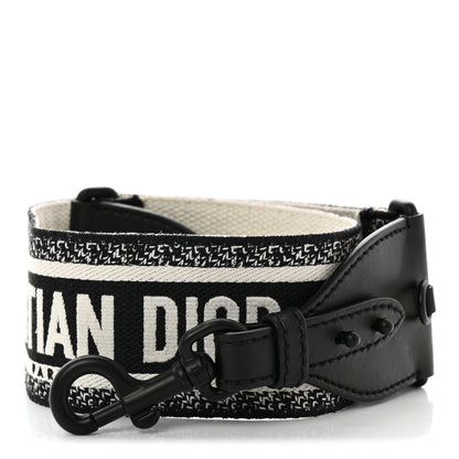 Christian Dior Canvas Embroidered Shoulder Strap Black Ultramatte 1 of 7