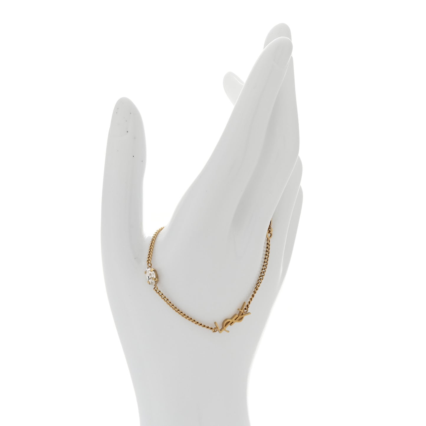 Brass Crystal Cassandre Heart Charm Bracelet Gold