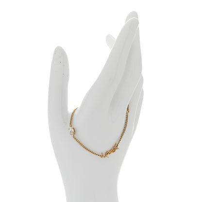 Saint Laurent Brass Crystal Cassandre Heart Charm Bracelet Gold 2 of 5
