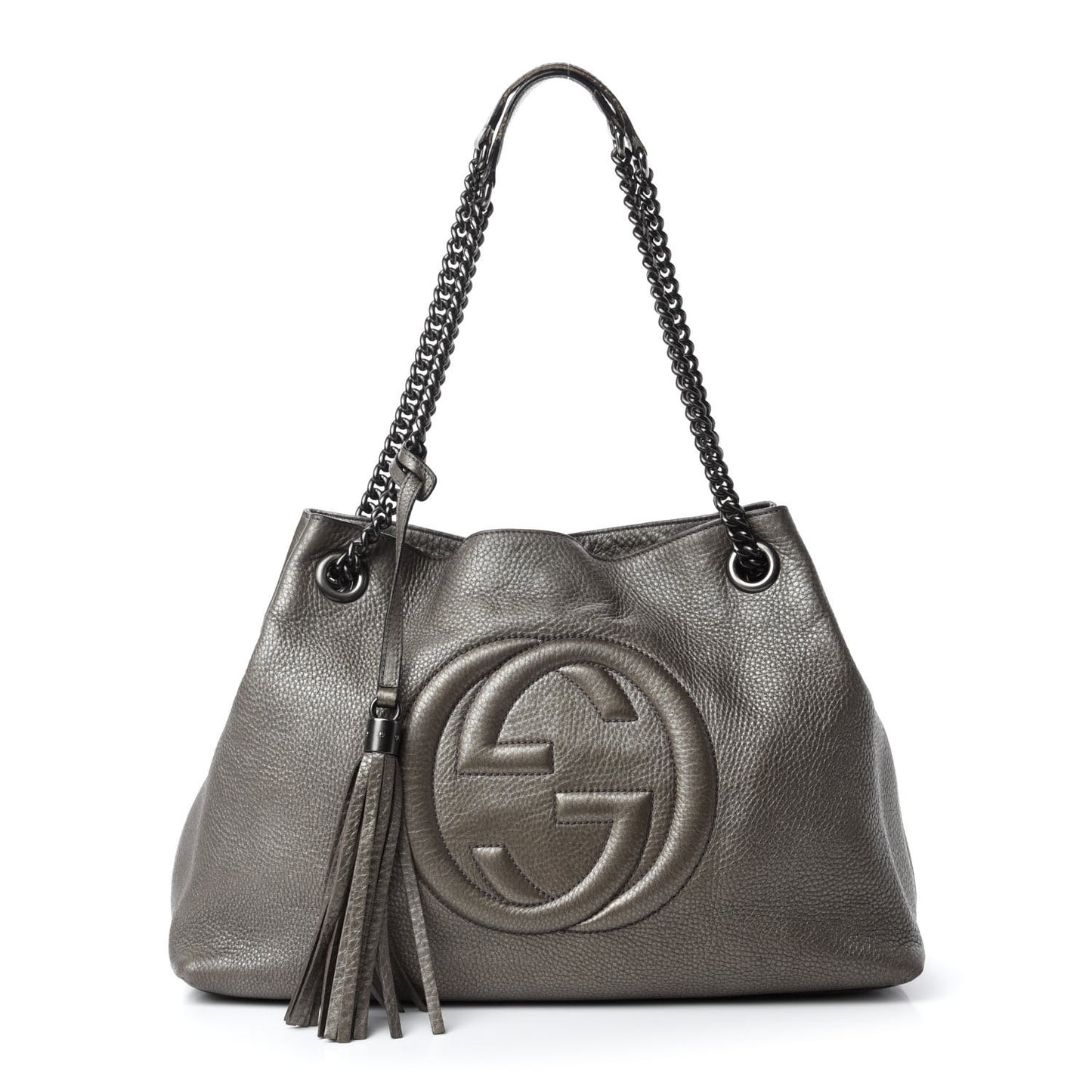 Metallic Pebbled Calfskin Medium Soho Chain Shoulder Bag Sasso