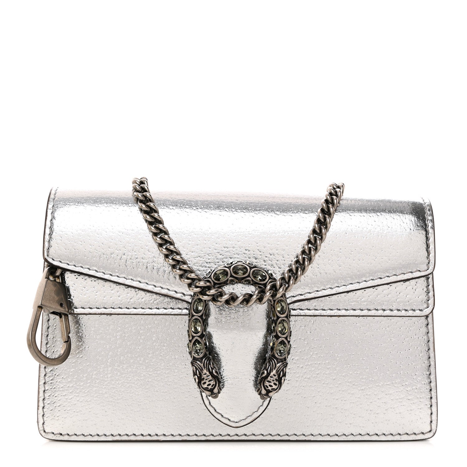 Gucci Metallic Calfskin Super Mini Dionysus Shoulder Bag Silver 1 of 9