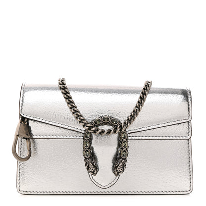 Gucci Metallic Calfskin Super Mini Dionysus Shoulder Bag Silver 1 of 9