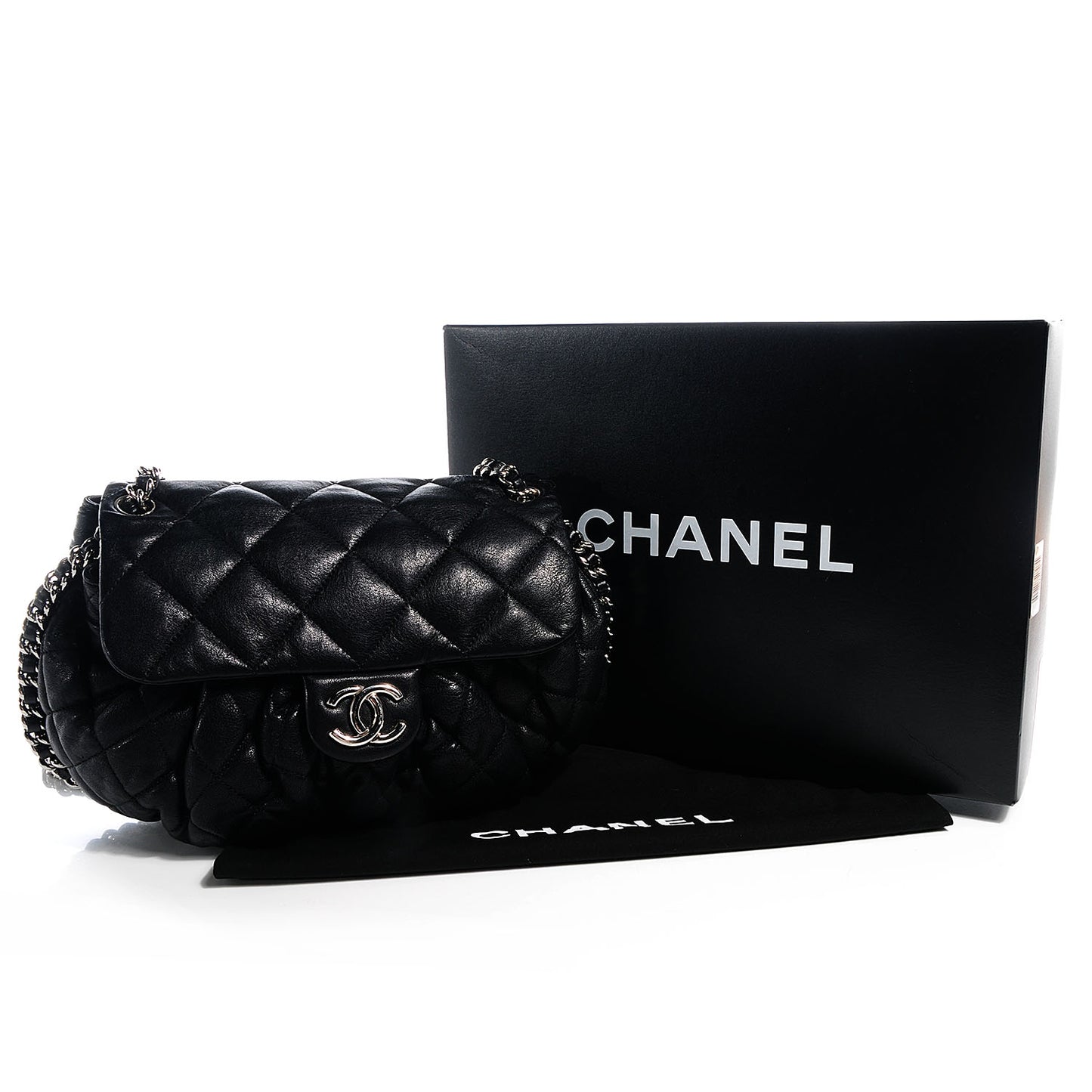 Lambskin Chain Around Medium Messenger Bag Black