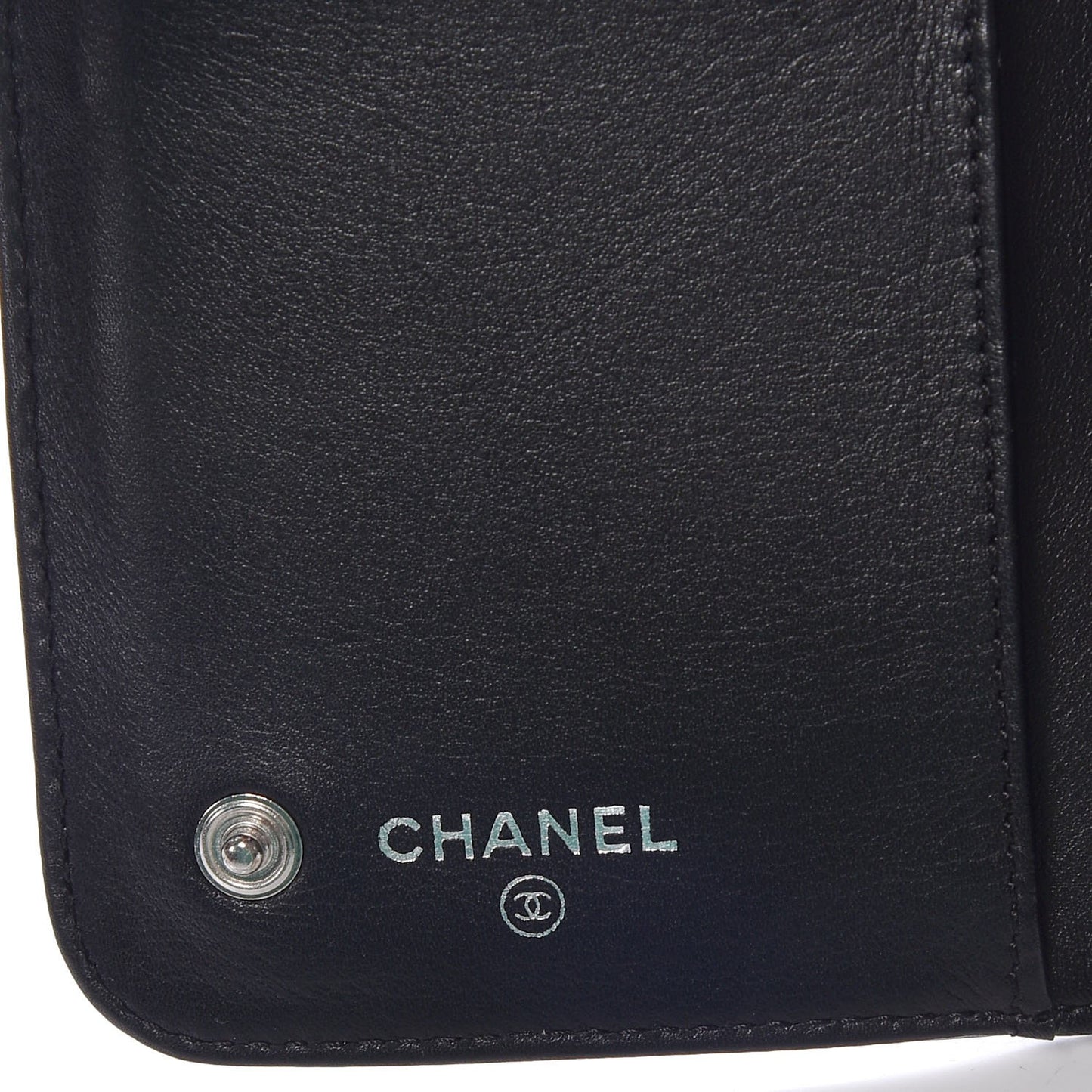 Lambskin Quilted Logo Zip Around Wallet Black