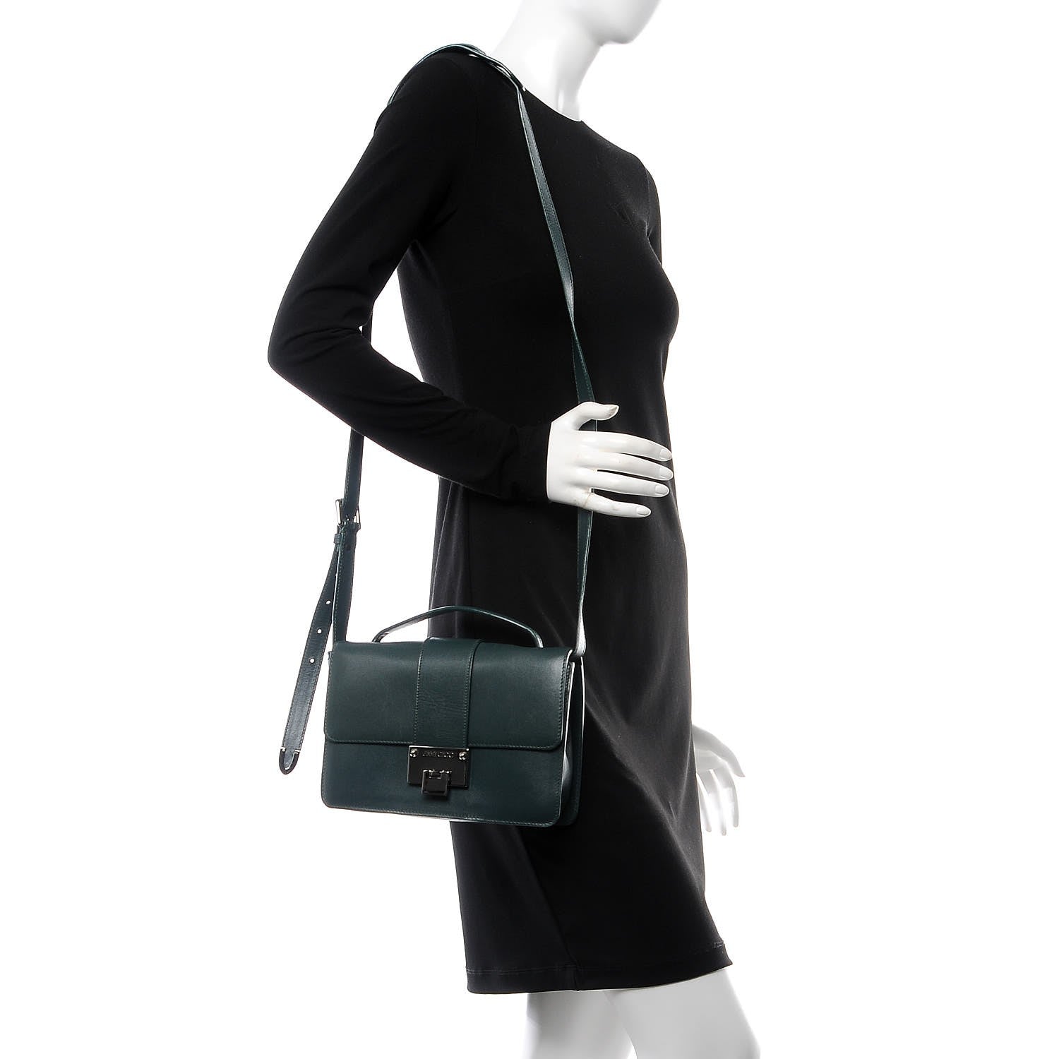 Jimmy Choo Smooth Calfskin Rebel Crossbody Bag Evergreen 2 of 9