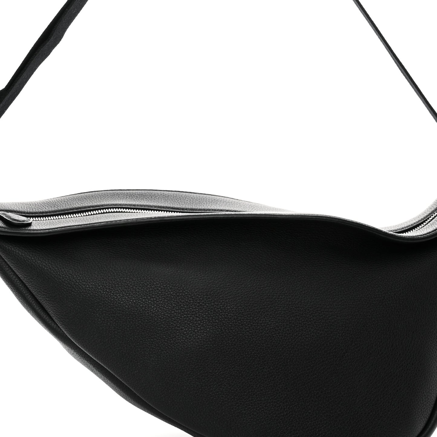 Grained Calfskin Large Slouchy Banana Bag Black