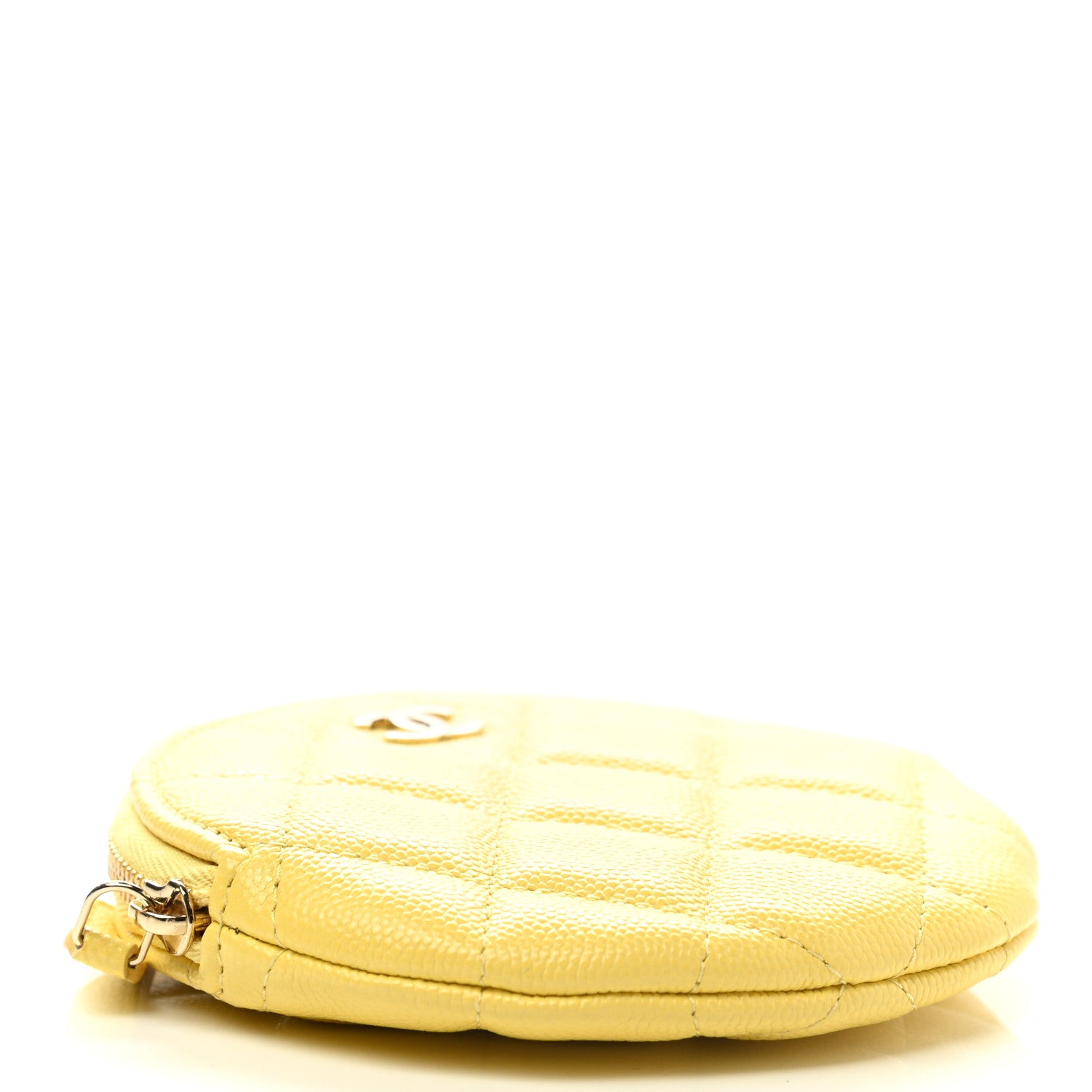 Chanel Caviar Quilted Round Clip On Coin Purse Yellow 4 of 7