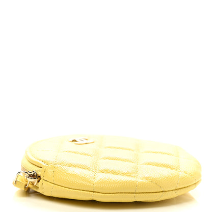 Chanel Caviar Quilted Round Clip On Coin Purse Yellow 4 of 7