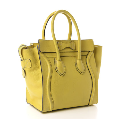 Celine Drummed Calfskin Micro Luggage Citron 3 of 14