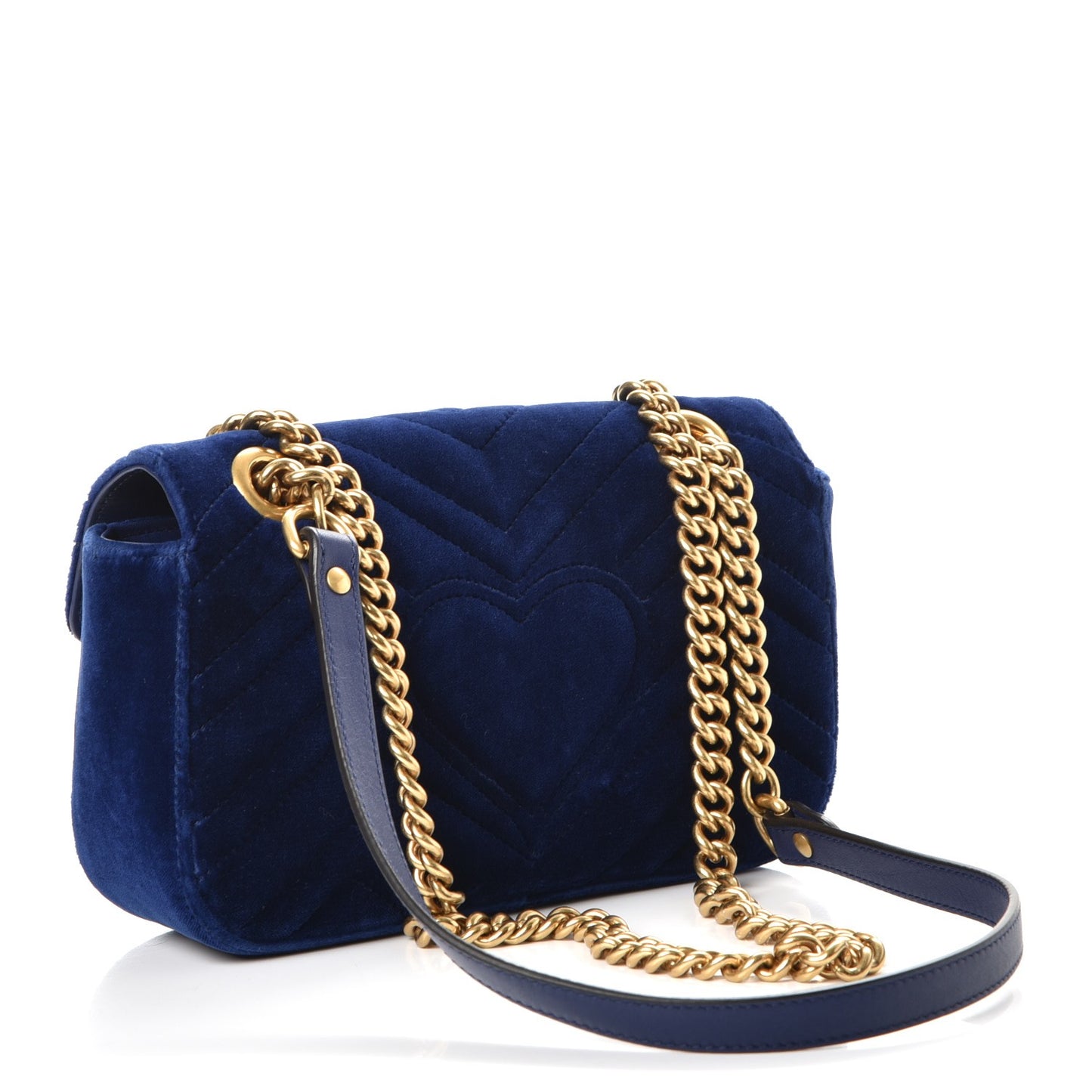 Velvet Matelasse Mini GG Marmont Shoulder Bag Cobalt Blue