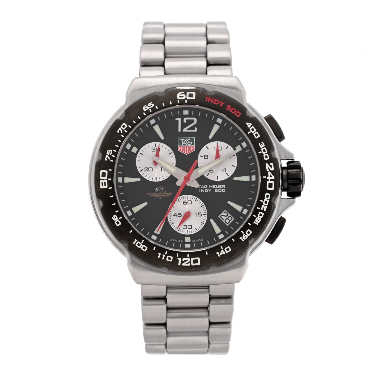 Tag Heuer Stainless Steel 41mm Formula 1 Indy 500 Chronograph Quartz Watch Black CAC111A 1 of 4