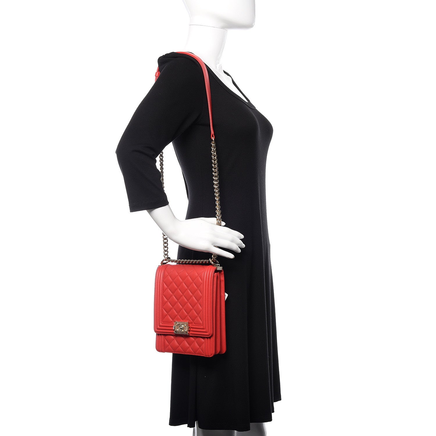 Chanel Calfskin Quilted North South Boy Flap Red 2 of 10