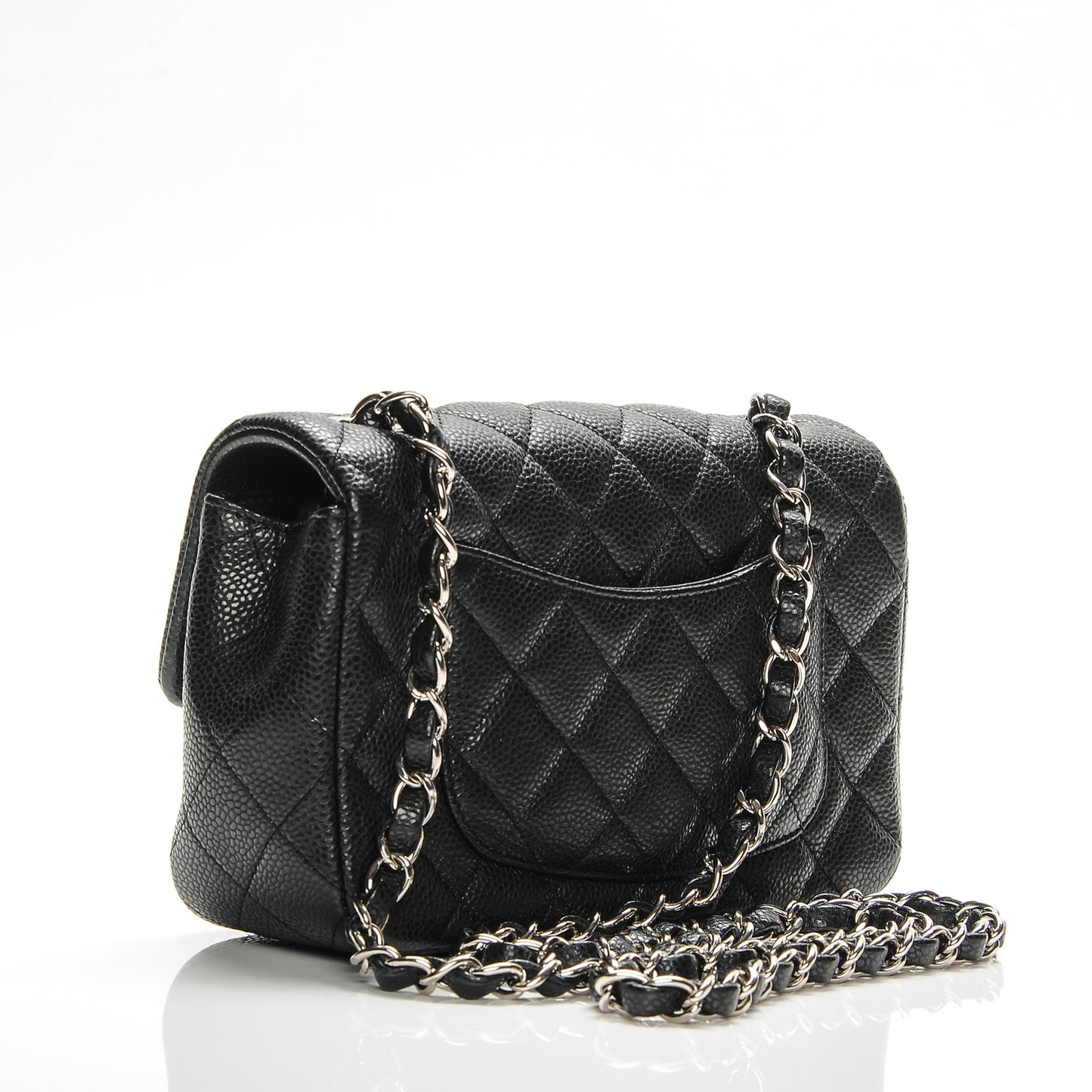 Caviar Quilted Mini Rectangular Flap Charcoal
